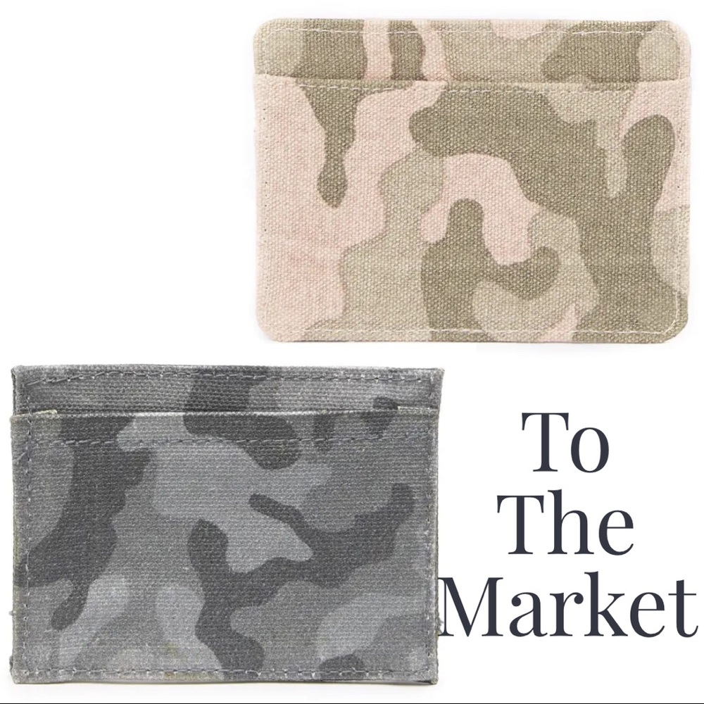 🆕 To The Market Slim Card Holder Wallet in Camo Print